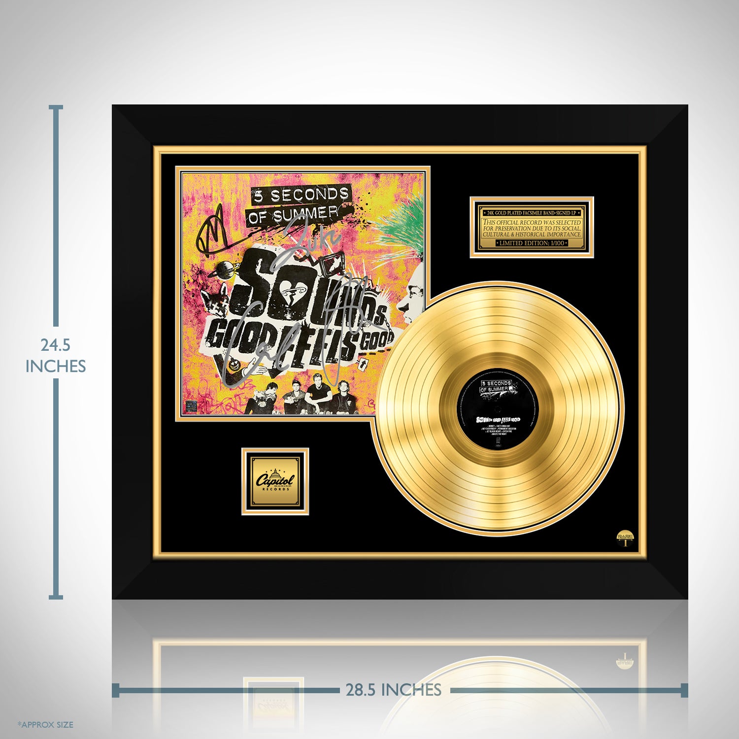 5 Seconds of Summer - Sounds Good Feels Good Gold LP Limited Signature  Edition Custom Frame | RARE-T