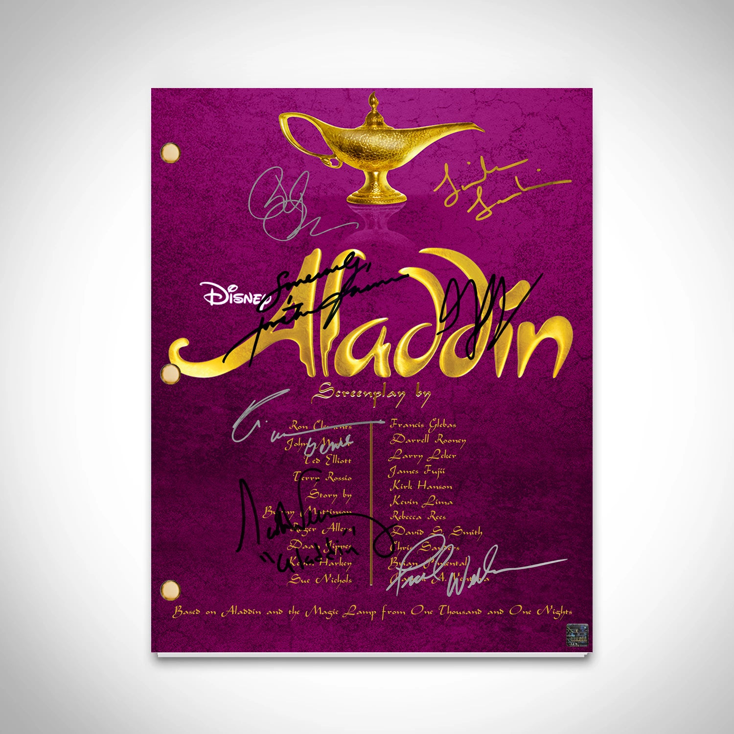 Junior's Aladdin Script Logo Graphic Tee White Medium