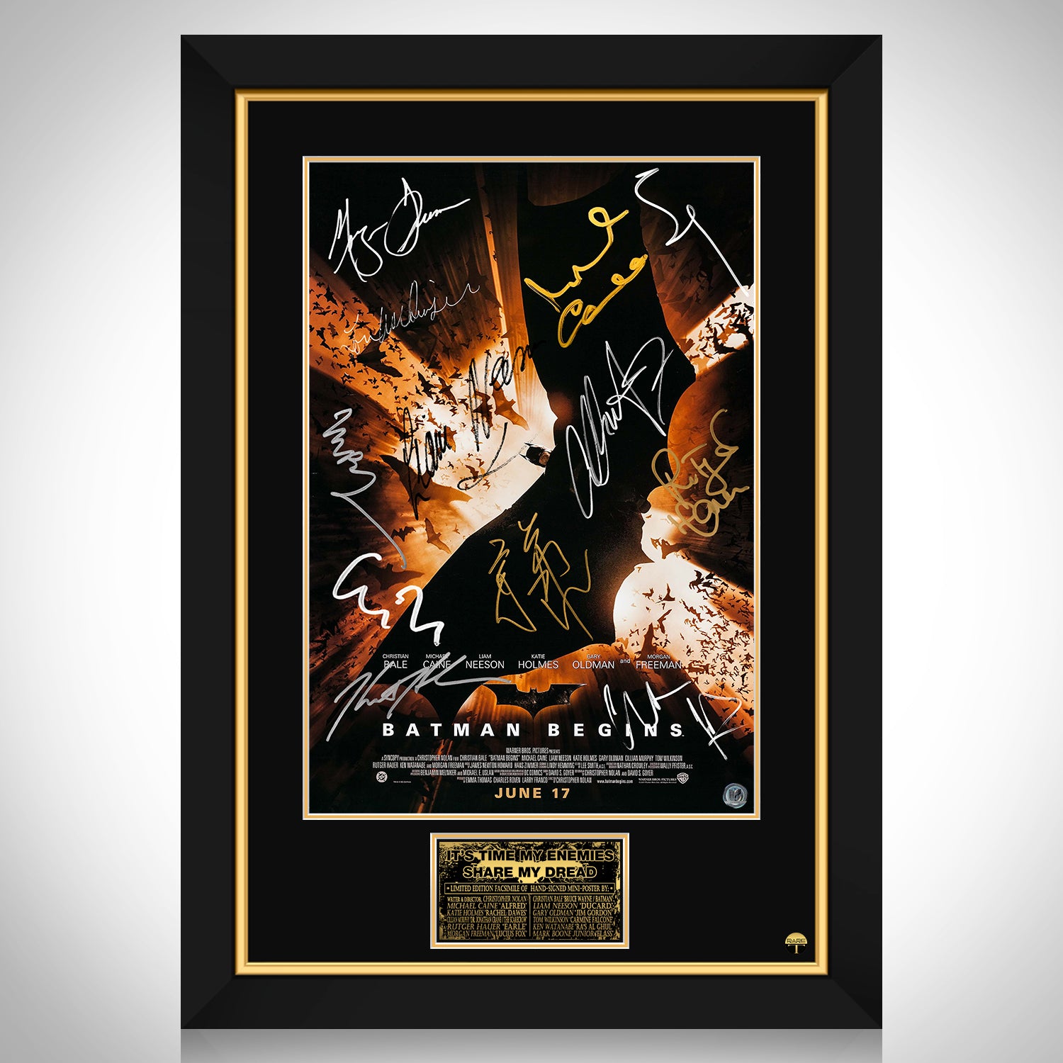 Batman Begins Mini Poster Limited Signature Edition Custom Frame | RARE-T