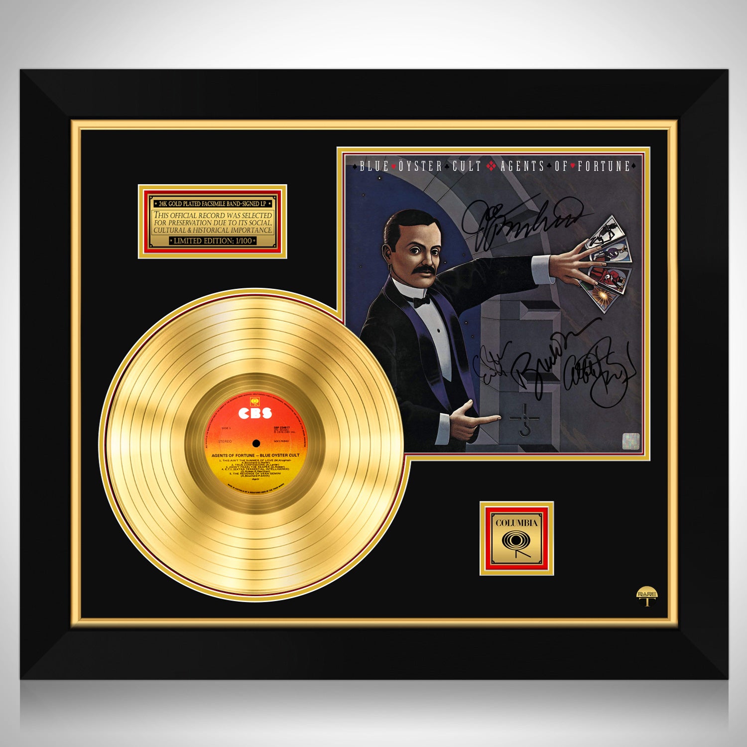 Blue Oyster Cult Agents Of Fortune Gold Lp Limited Signature Edition Custom Frame Rare T 