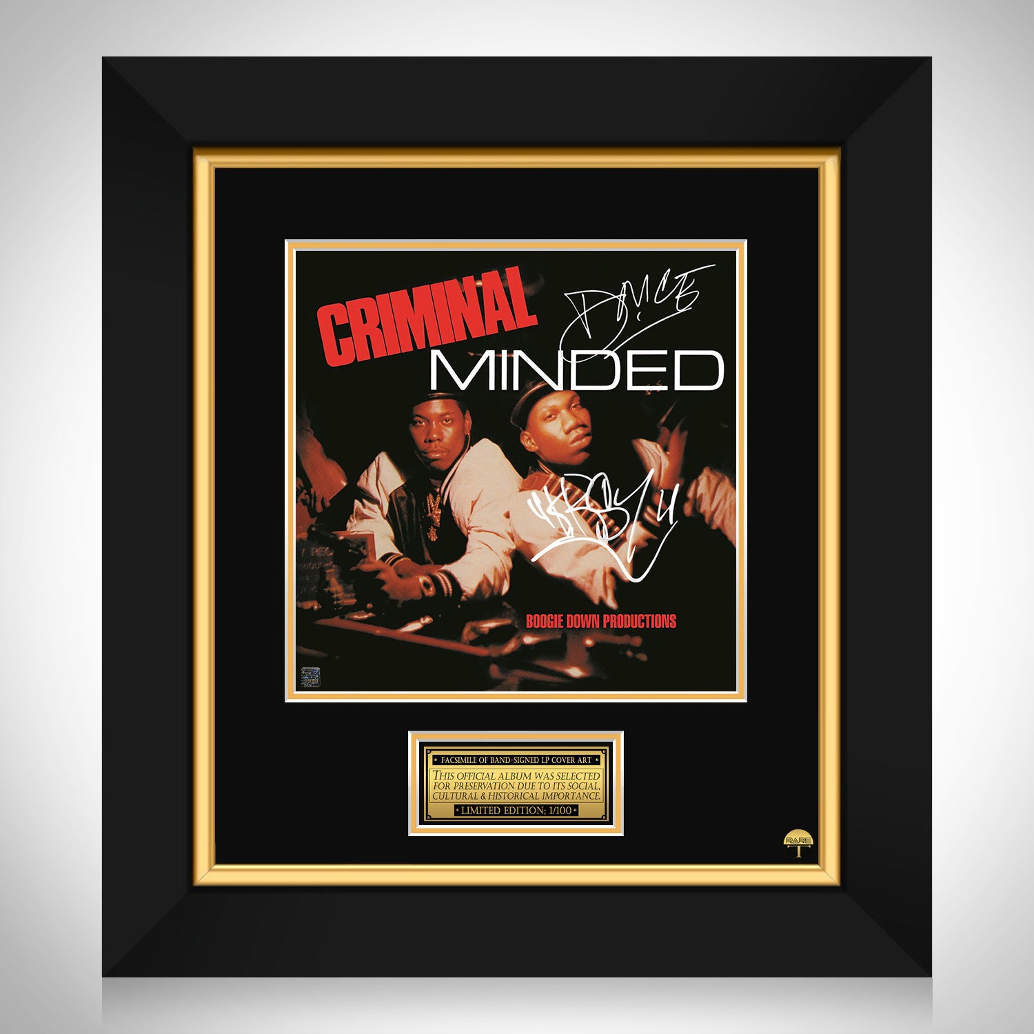 Boogie Down Productions Criminal Minded Lp Cover Limited Signature Edition Custom Frame Rare T 8471