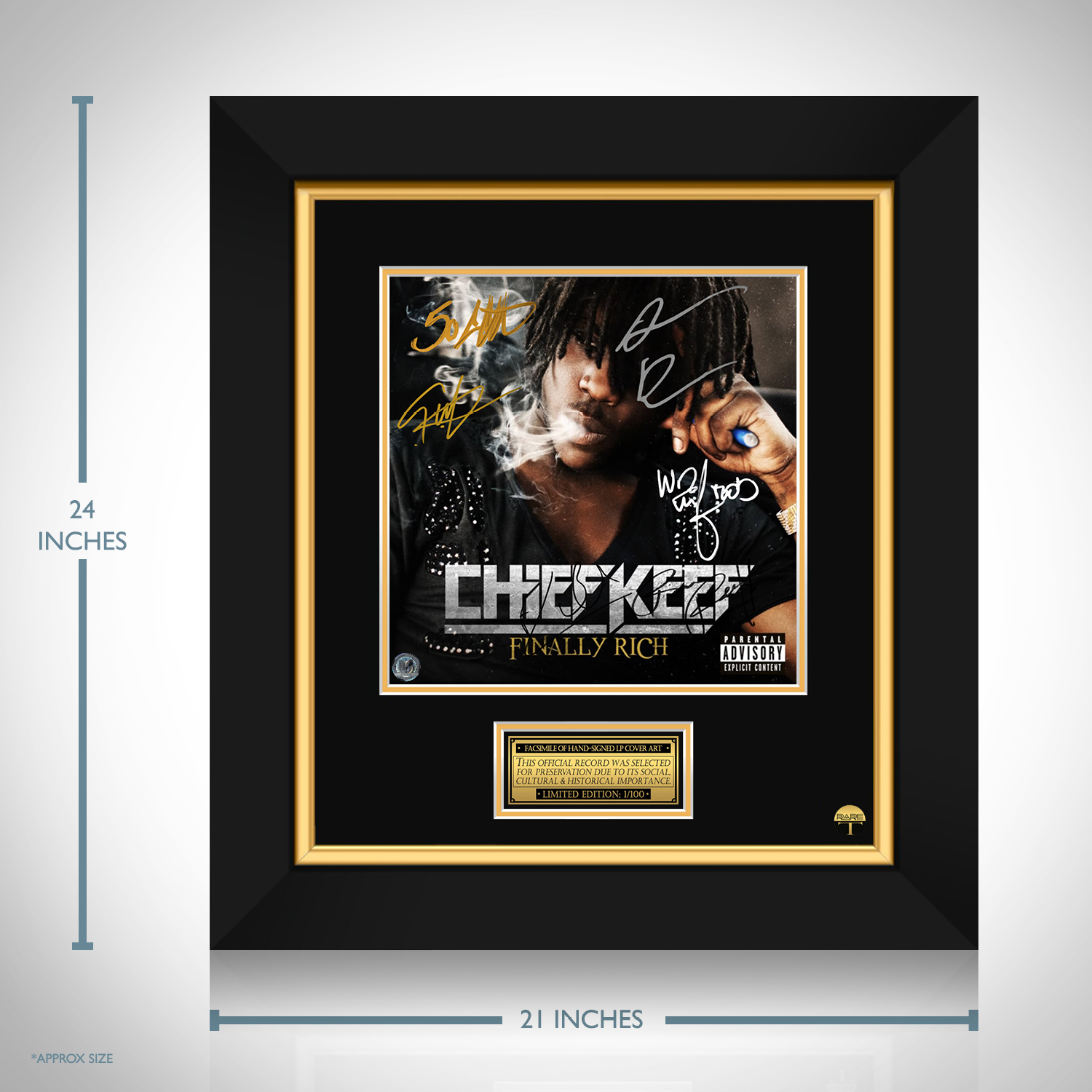 Chief Keef - Finally Rich LP Cover Limited Signature Edition Custom Frame |  RARE-T