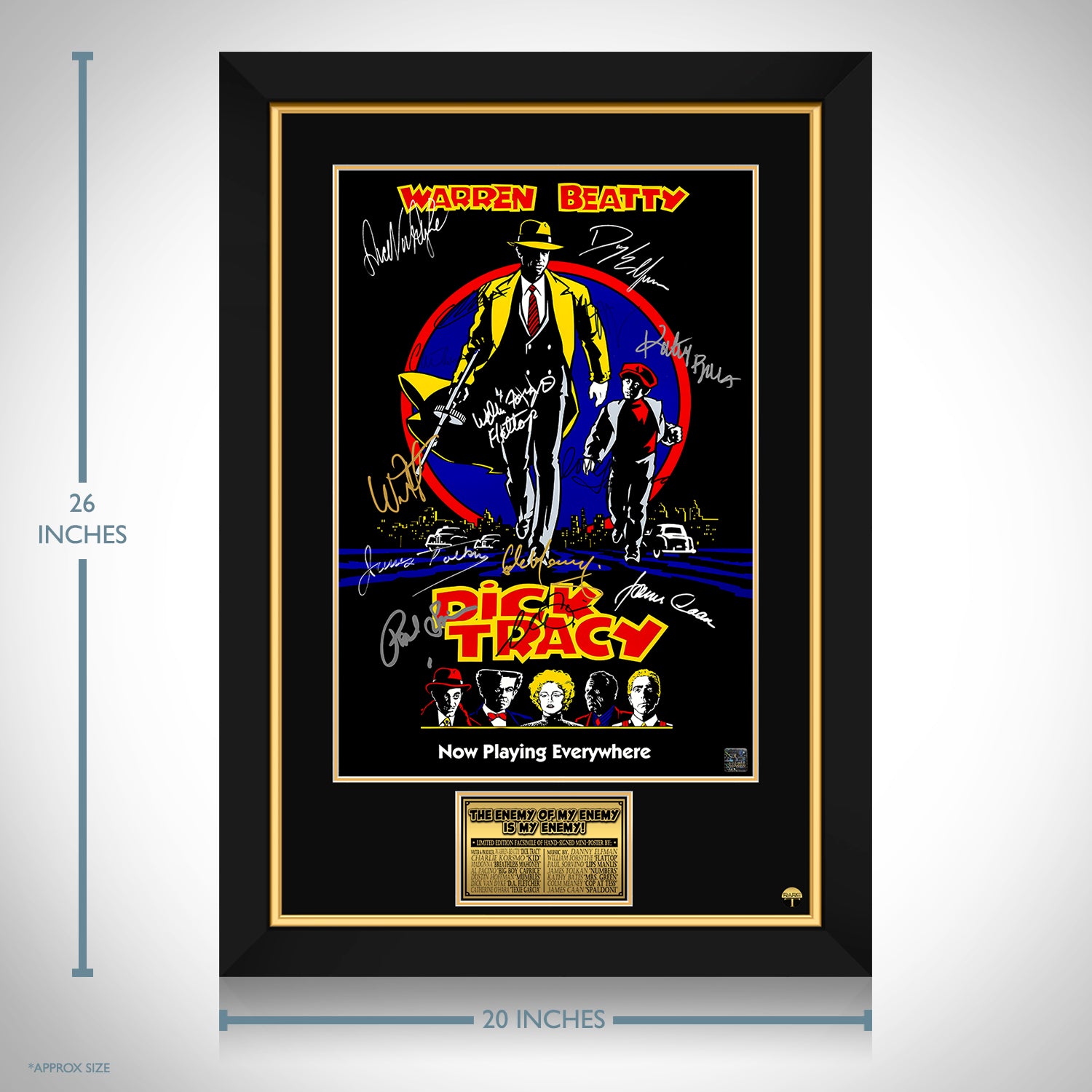 Dick Tracy Mini Poster Limited Signature Edition Custom Frame | RARE-T