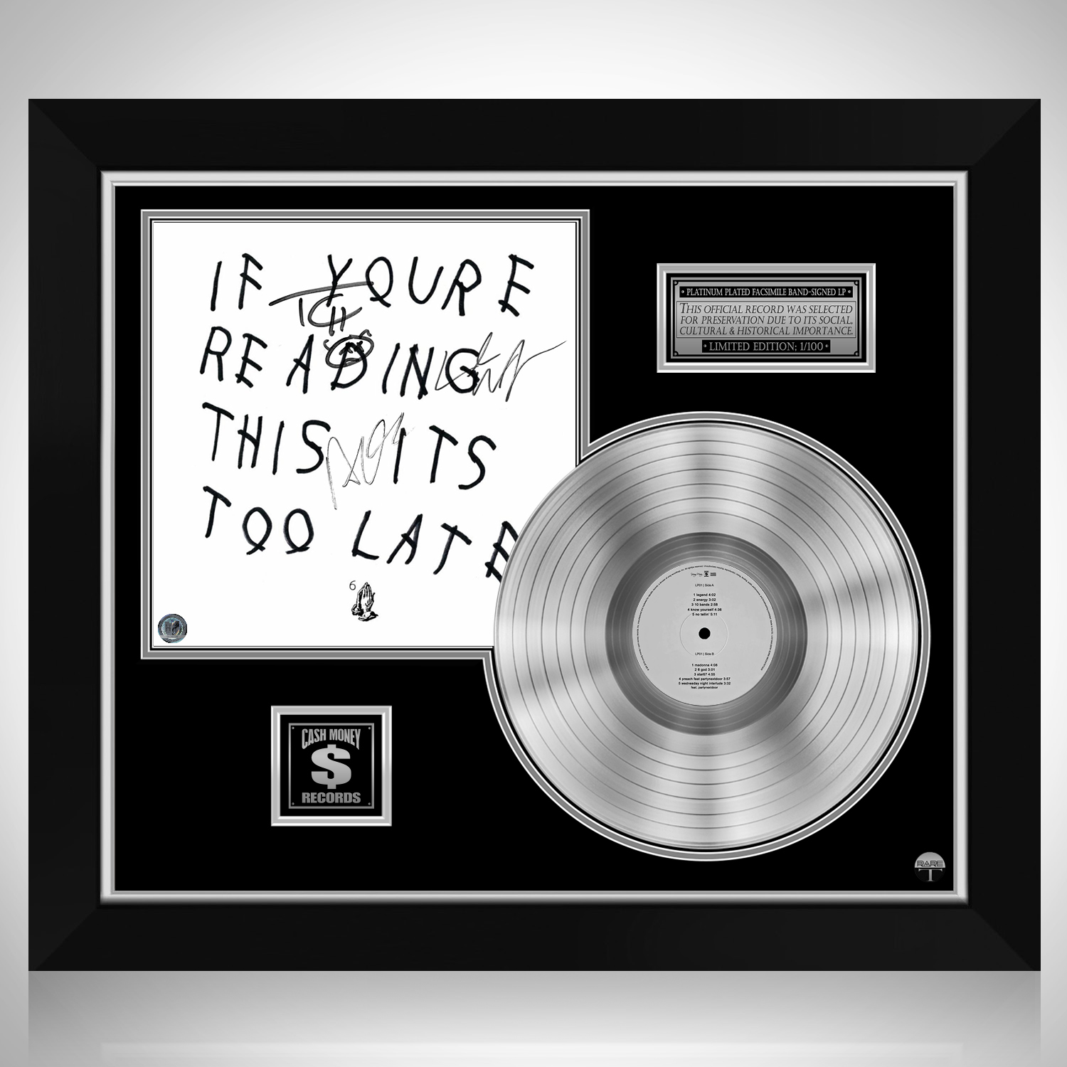 Drake Take Care Platinum LP Limited Signature Edition Custom Frame