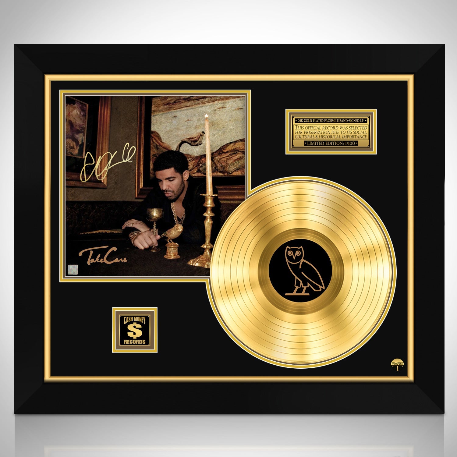 Drake Take Care Gold LP Limited Signature Edition Custom Frame 