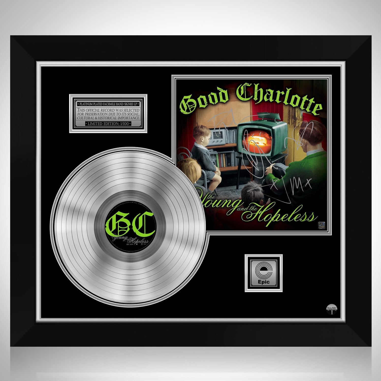 Good Charlotte - The Young and Hopeless Platinum LP Limited Signature  Edition Custom Frame | RARE-T