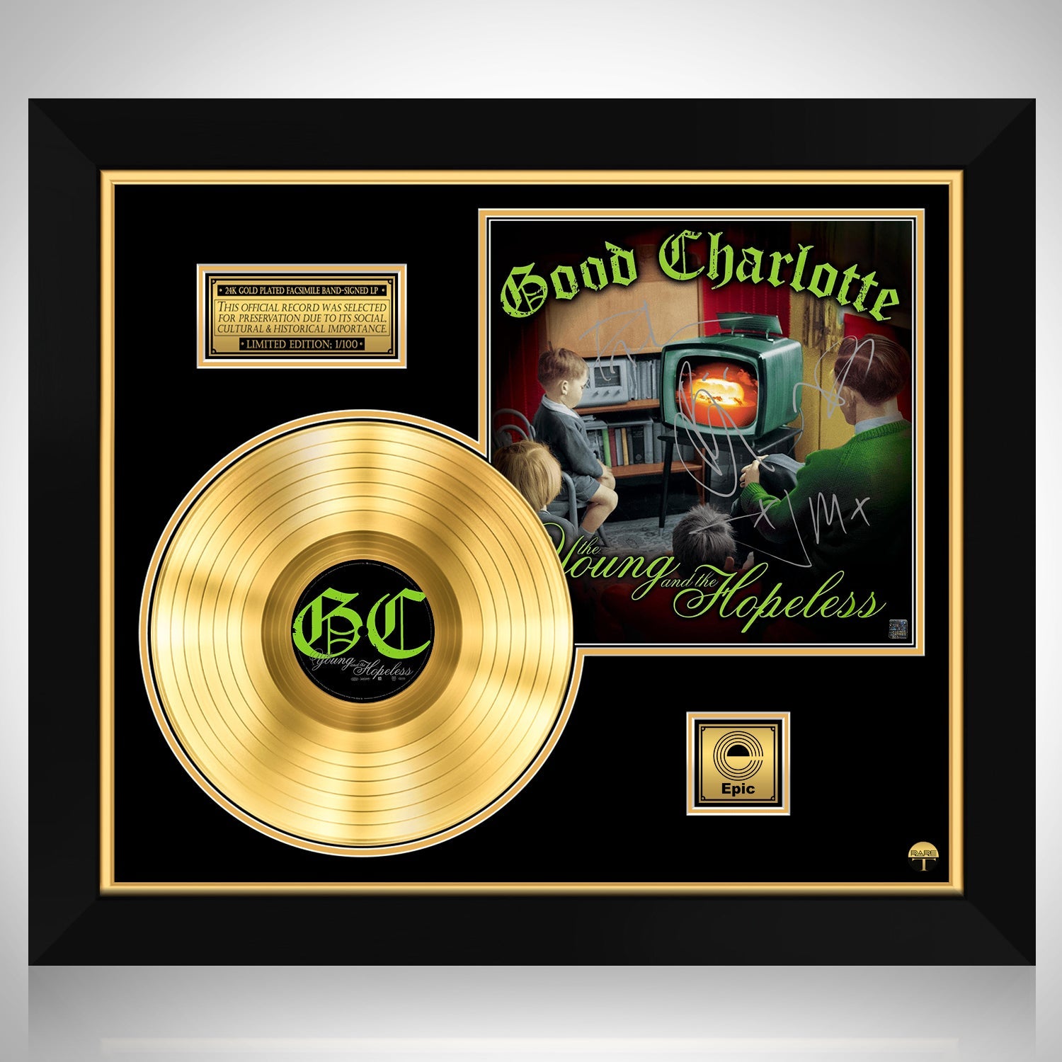 Good Charlotte - The Young and Hopeless Gold LP Limited Signature Edition  Custom Frame | RARE-T