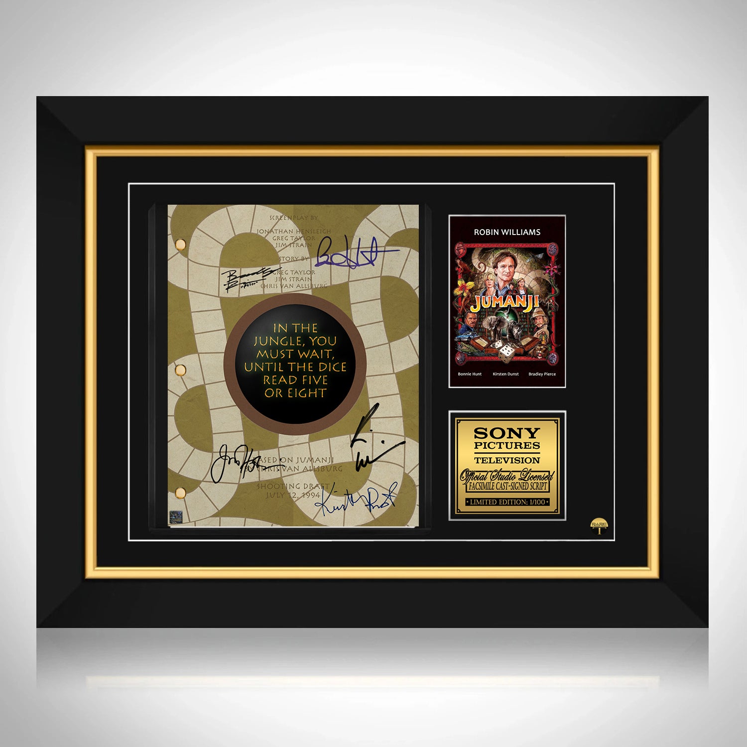 Jumanji 1995 Script Limited Signature Edition Custom Frame Rare T