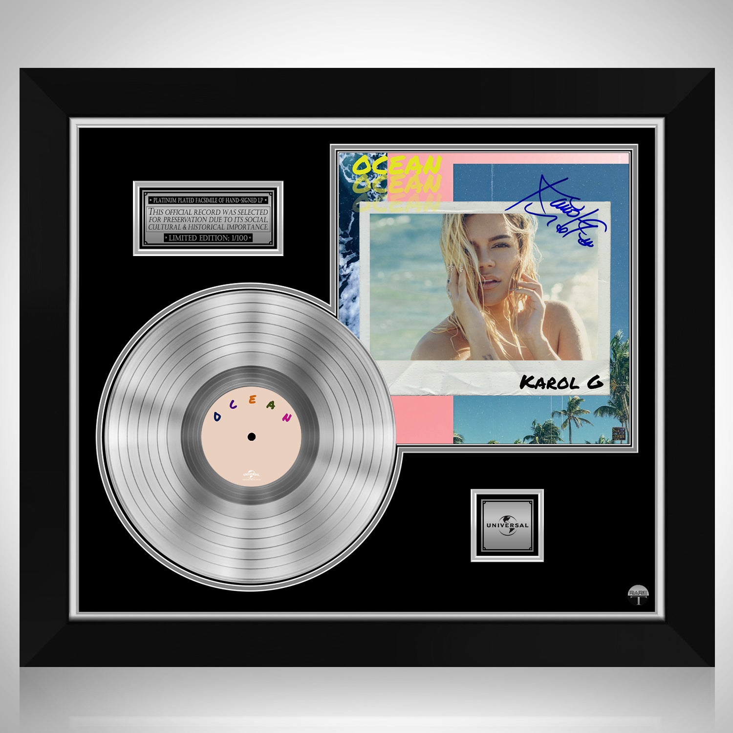 Karol G - Ocean Platinum LP Limited Signature Edition Custom Frame | RARE-T