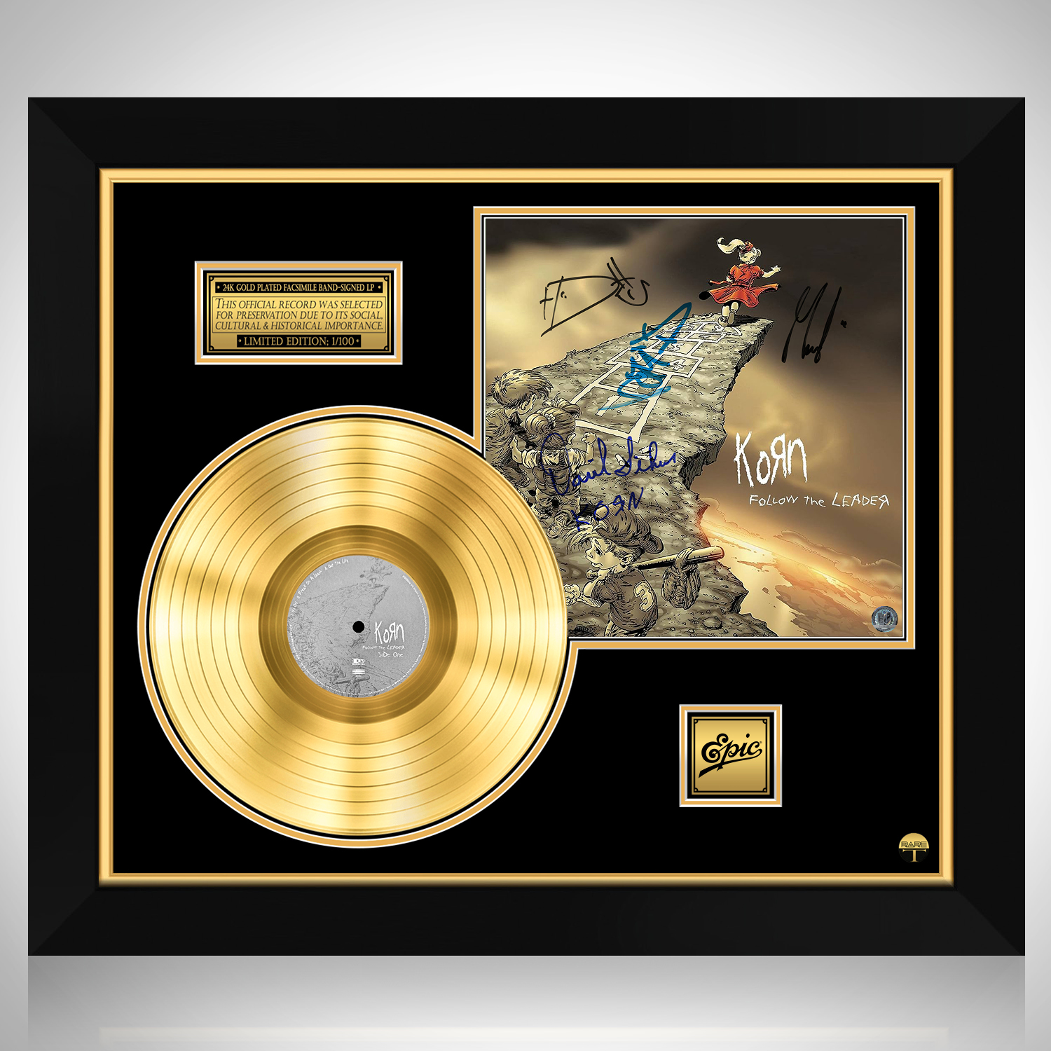 Korn - Follow The Leader Gold LP Limited Signature Edition Custom Frame ...