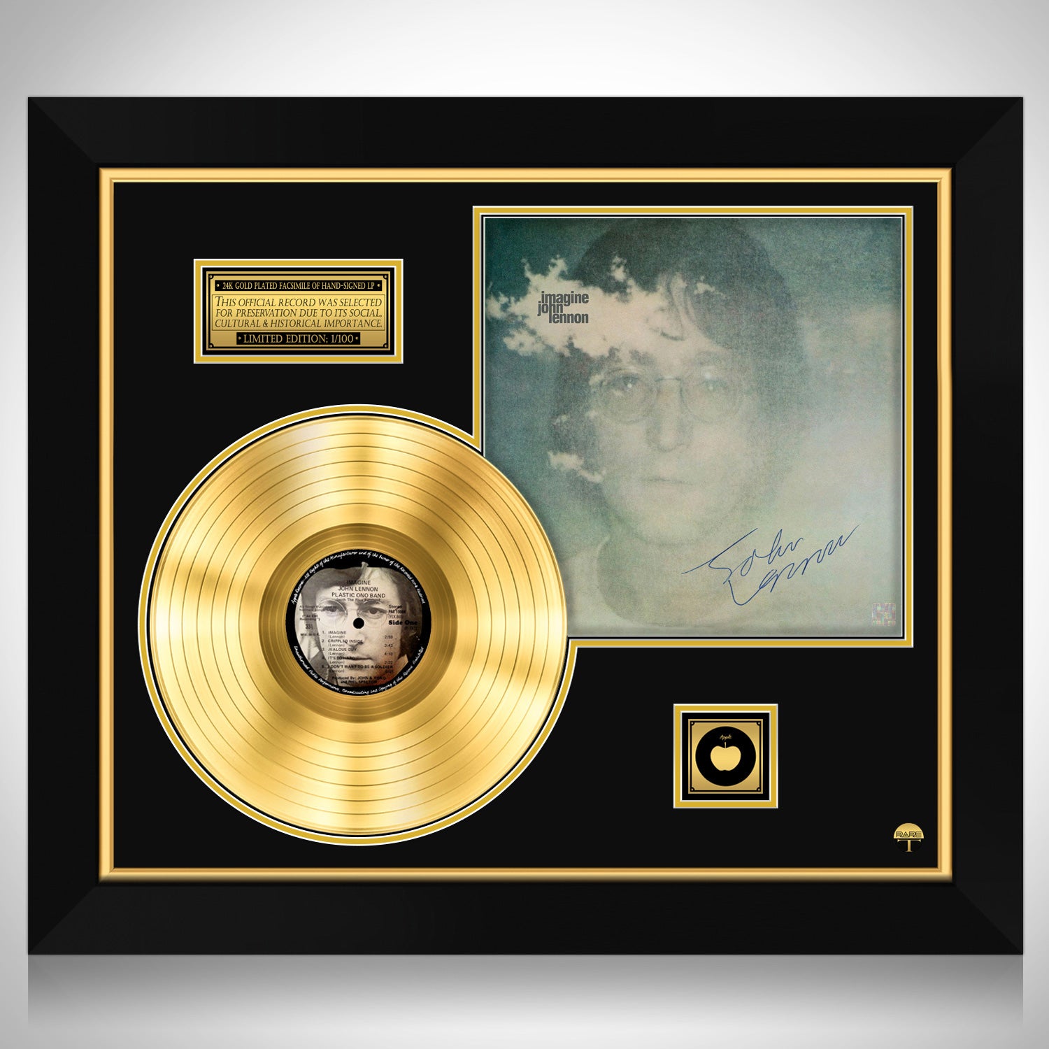 John Lennon Imagine Gold LP Limited Signature Edition Custom Frame