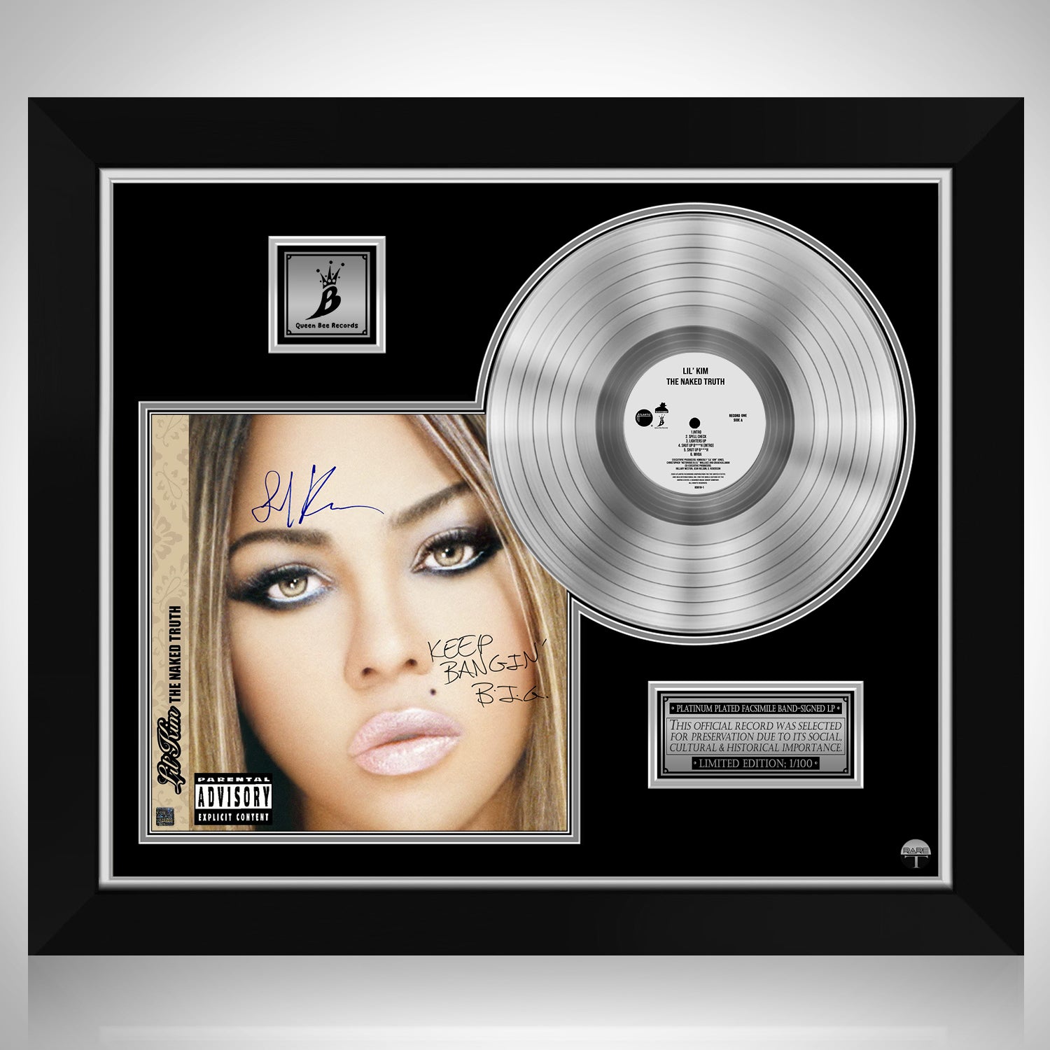 Lil Kim The Naked Truth Platinum LP Limited Signature Edition Custom Frame  | RARE-T