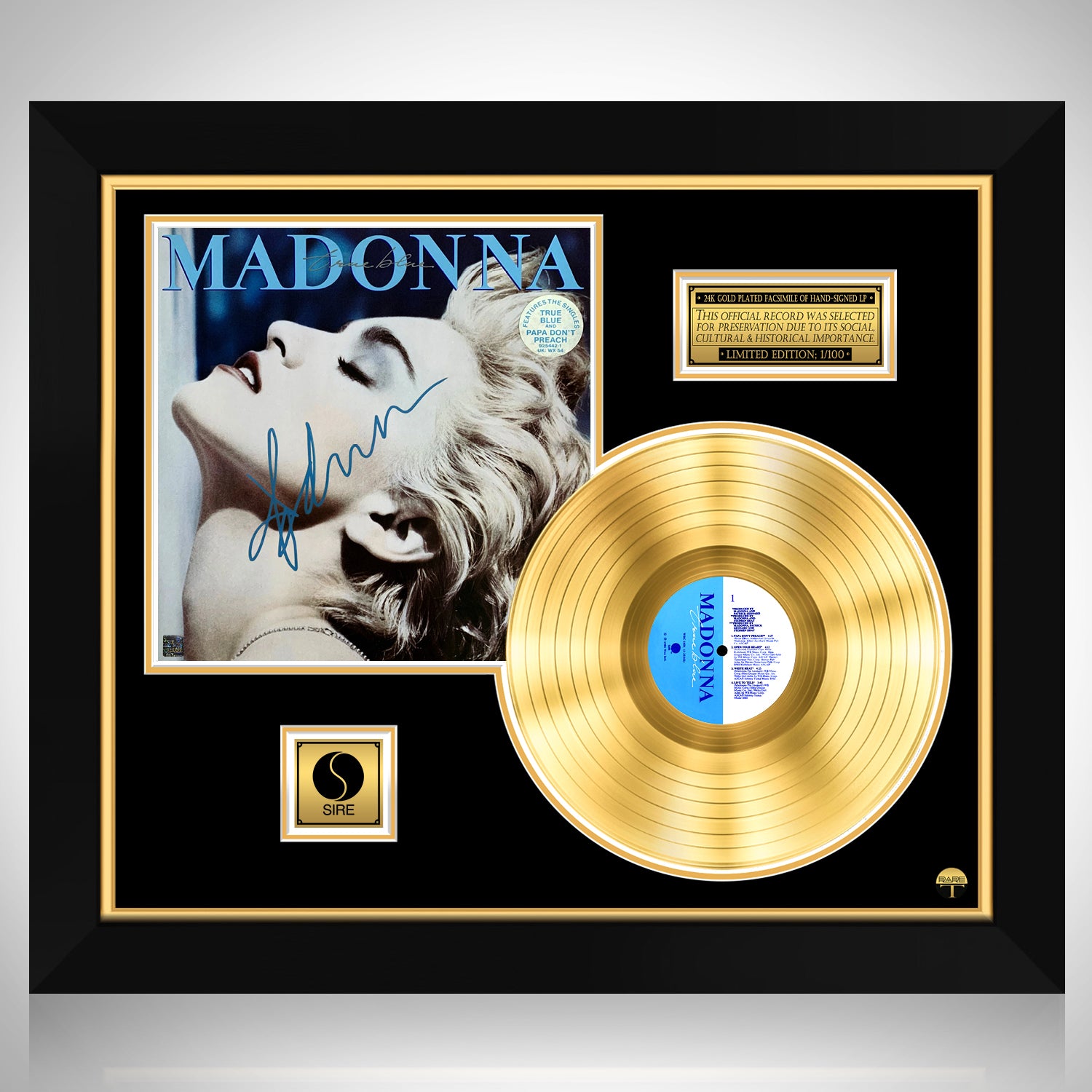 Madonna True Blue Gold LP Limited Signature Edition Custom Frame | RARE-T