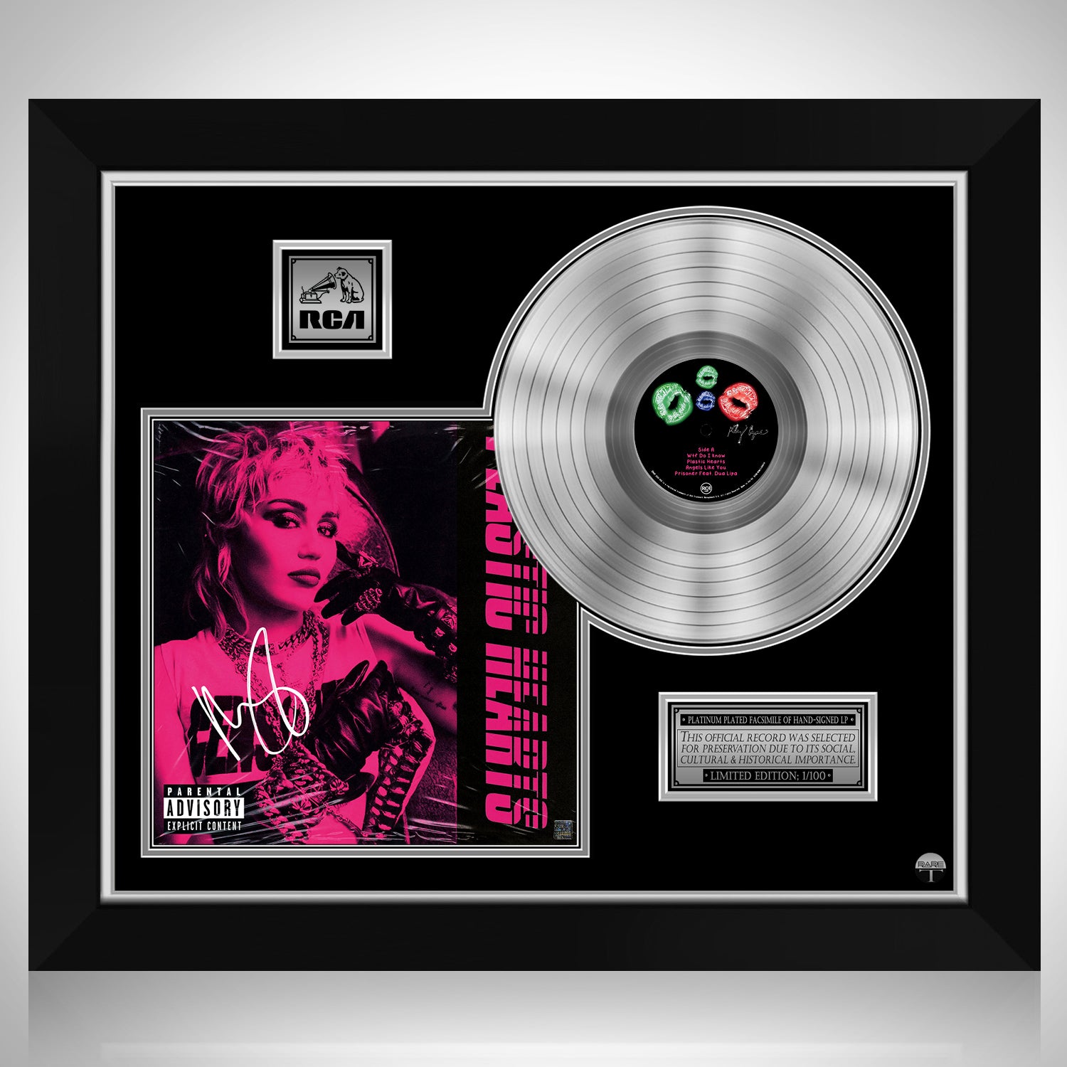 Miley Cyrus Plastic Hearts Platinum Lp Limited Signature Edition Custom Frame Rare T 