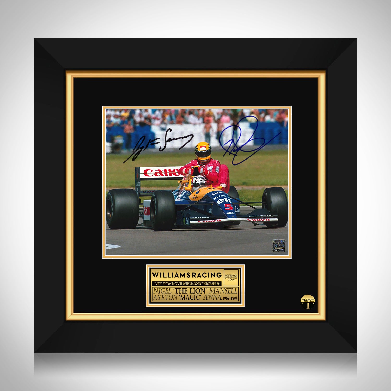 Nigel Mansell Ayrton Senna Giving A Ride Photo Limited Signature Edition Custom Frame Rare T