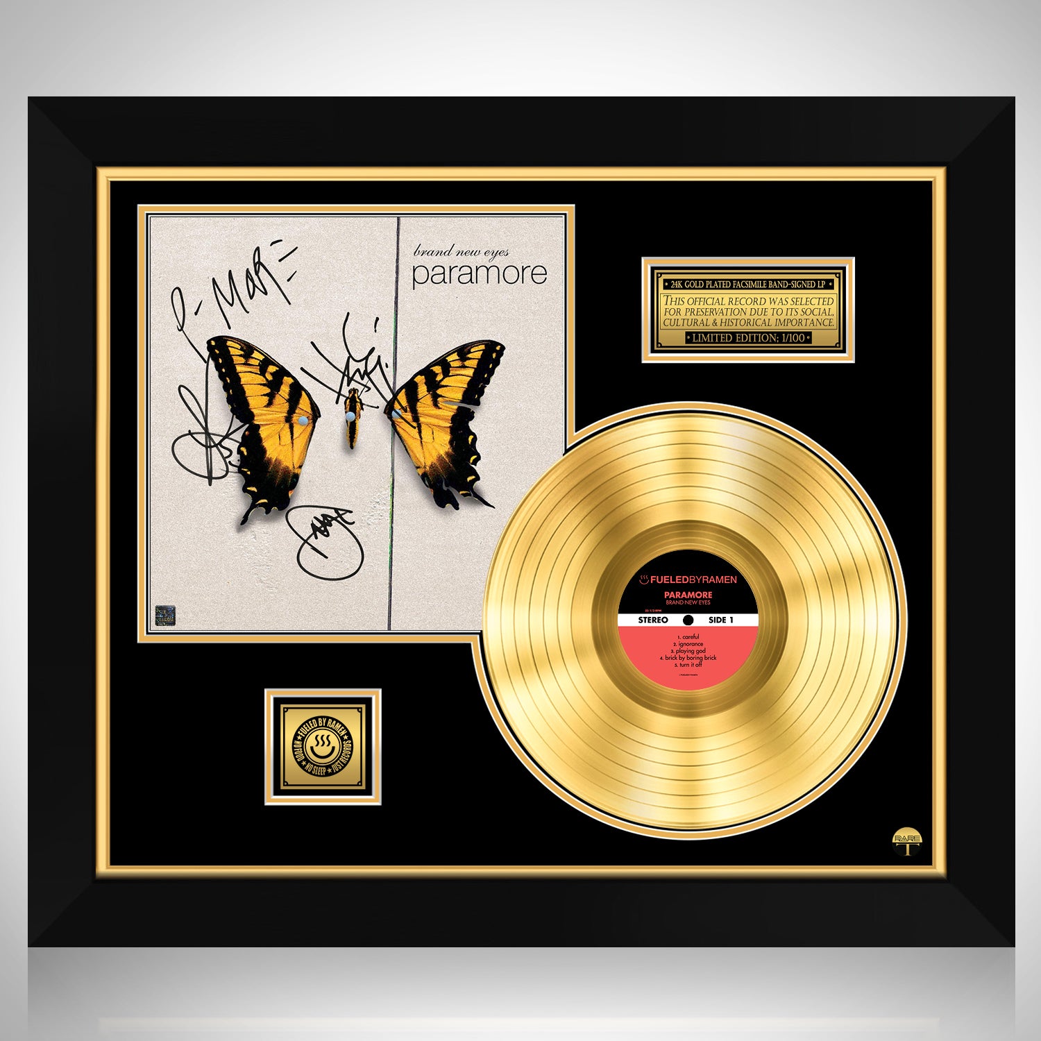 Paramore - Brand New Eyes Gold LP Limited Signature Edition Custom Frame