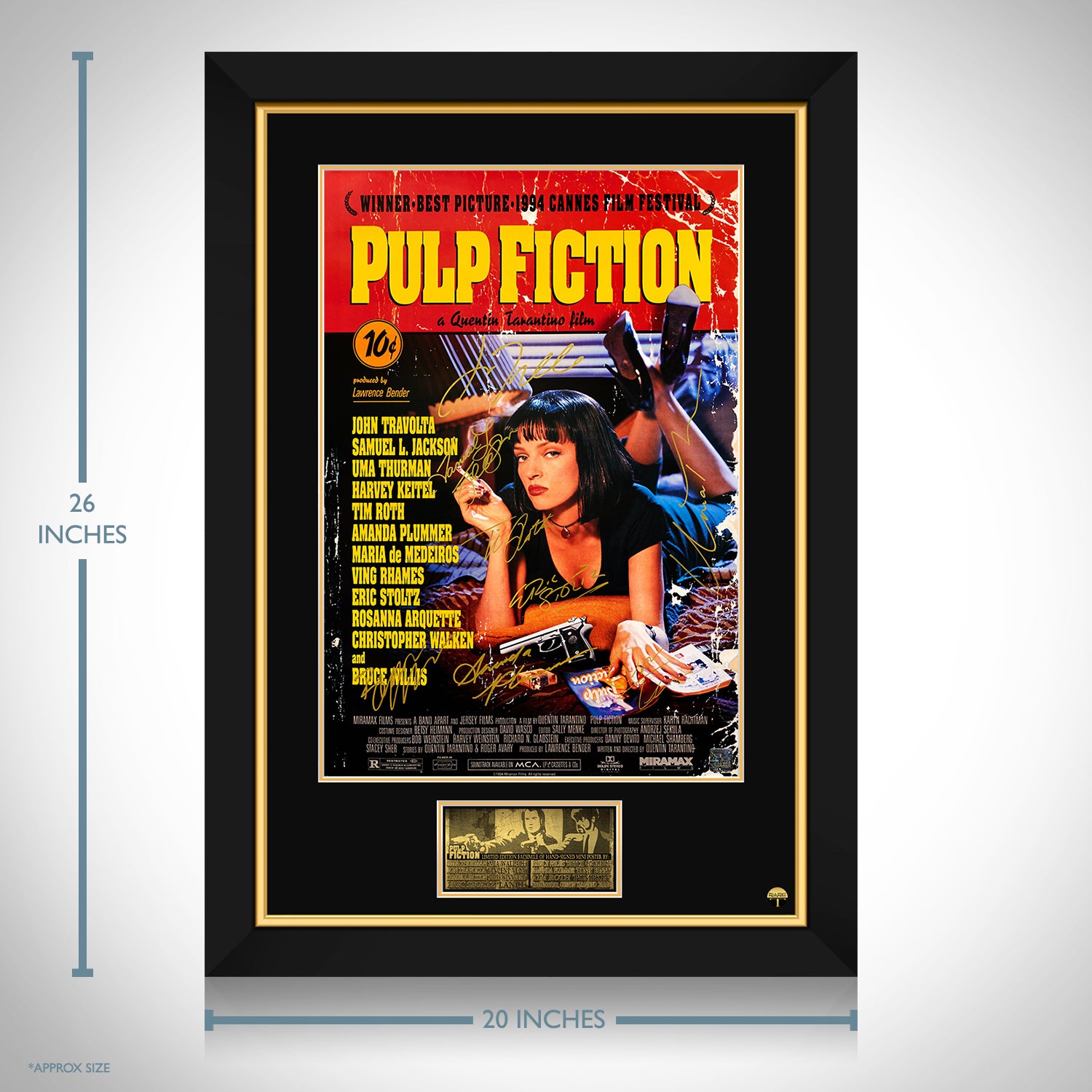 Pulp Fiction Duo with Guns Full-Size Movie Poster Deluxe Framed with J –  Palm Beach Autographs LLC
