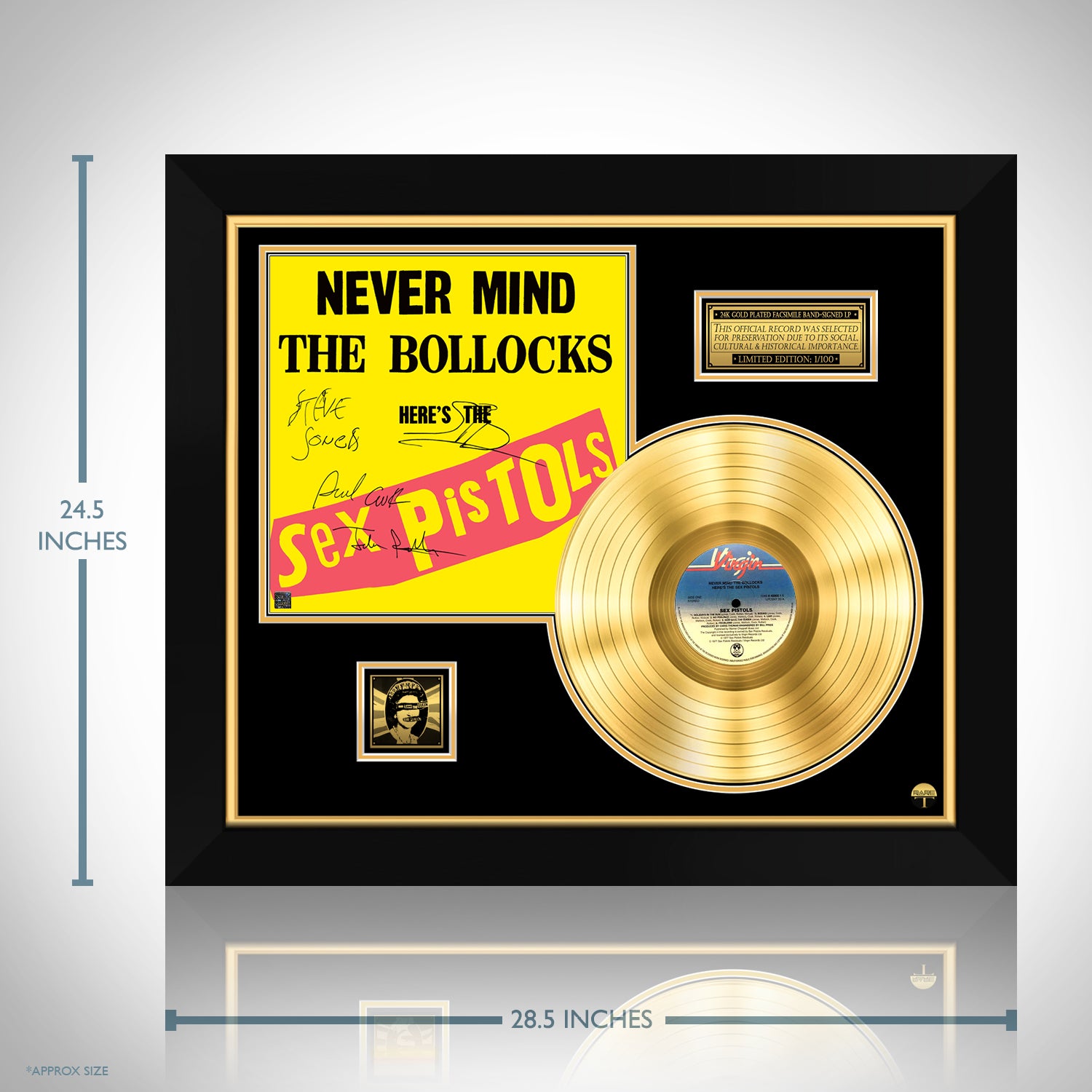 Sex Pistols Never Mind the Bollocks Gold LP Limited Signature Edition  Custom Frame | RARE-T