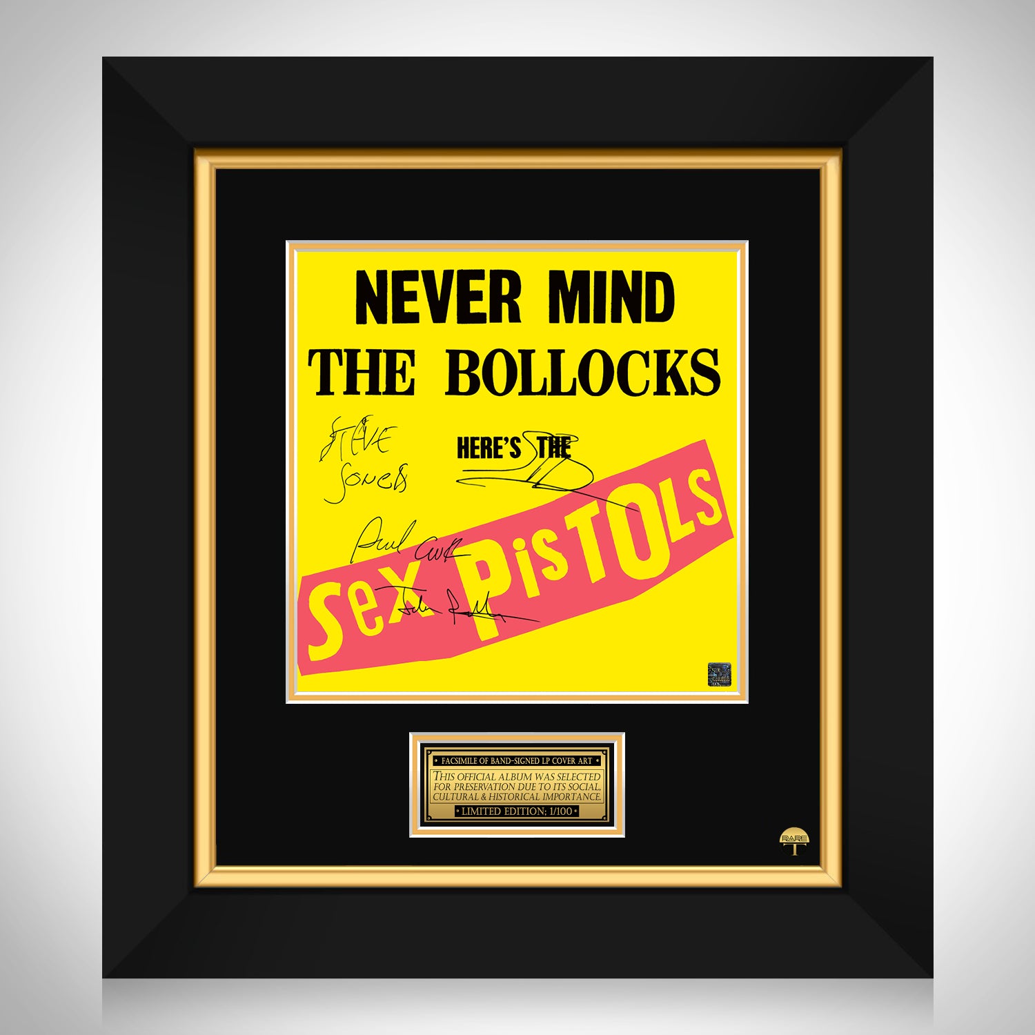 Sex Pistols - Never Mind the Bollocks LP Cover Limited Signature Edition  Custom Frame | RARE-T