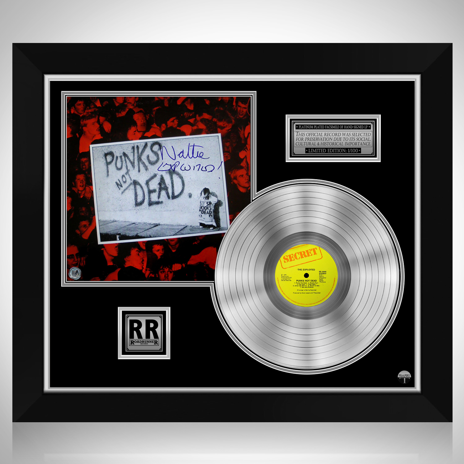 The Exploited Punks Not Dead Platinum Lp Limited Signature Edition Custom Frame Rare T