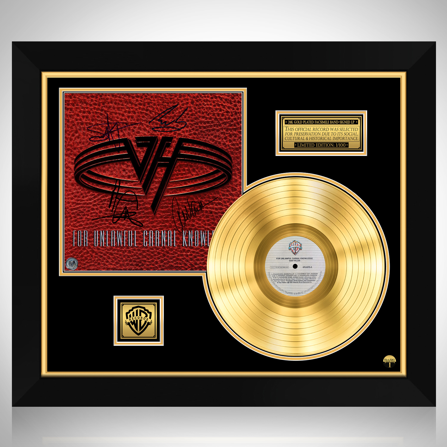 Van Halen - For Unlawful Carnal Knowledge Gold LP Limited Signature Edition  Custom Frame | RARE-T