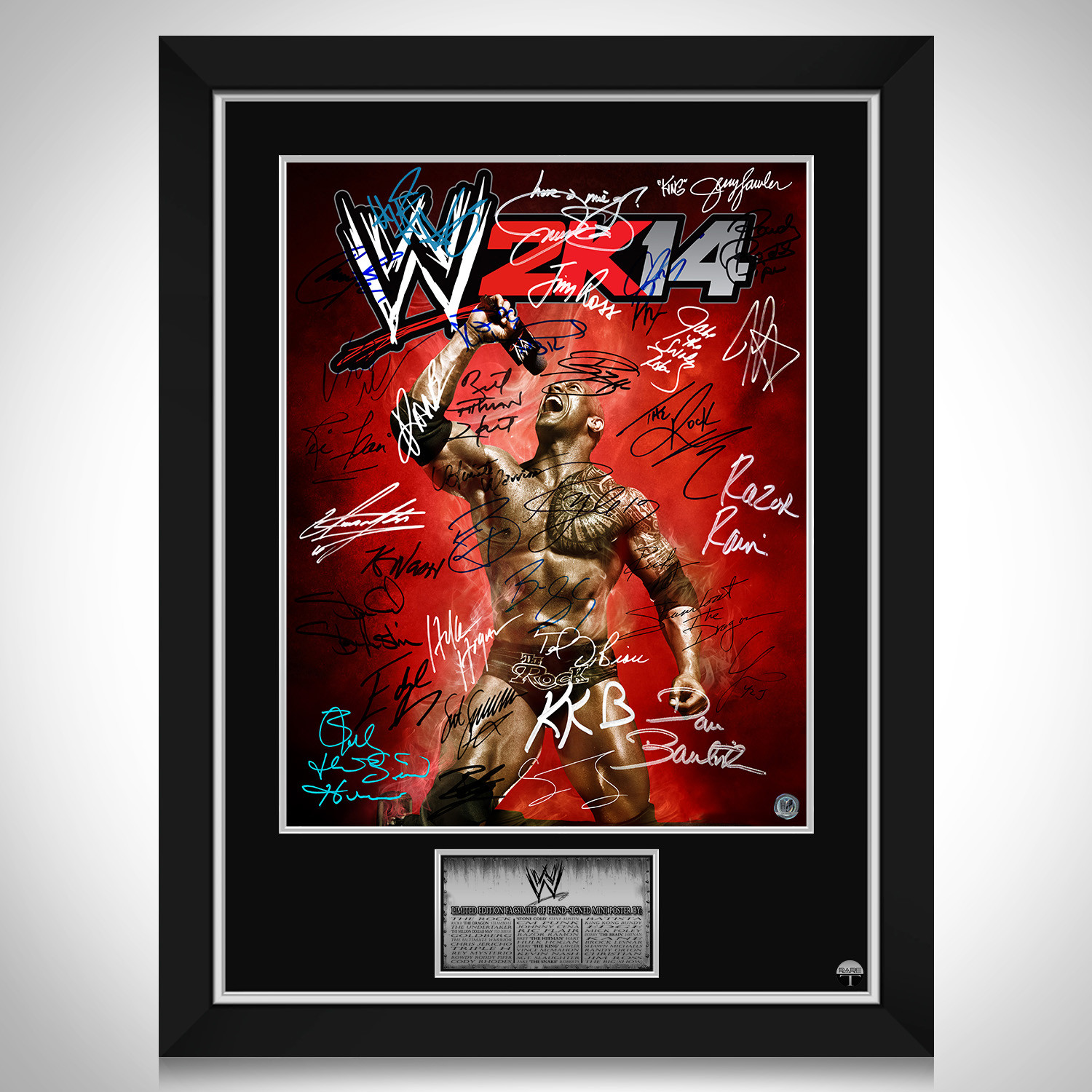 WWE 2k14 Mini Poster Limited Signature Edition Custom Frame | RARE-T