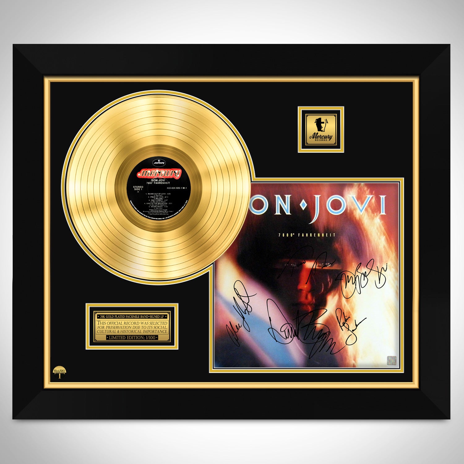 Bon Jovi 7800 Fahrenheit Gold LP Limited Signature Edition Custom Frame ...