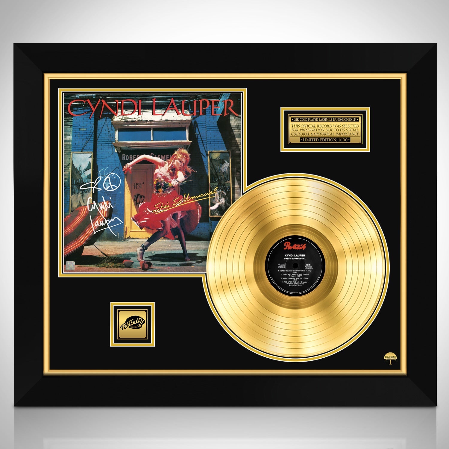 Cyndi Lauper Shes So Unusual Limited Signature Edition Gold Lp Custom Frame Rare T 