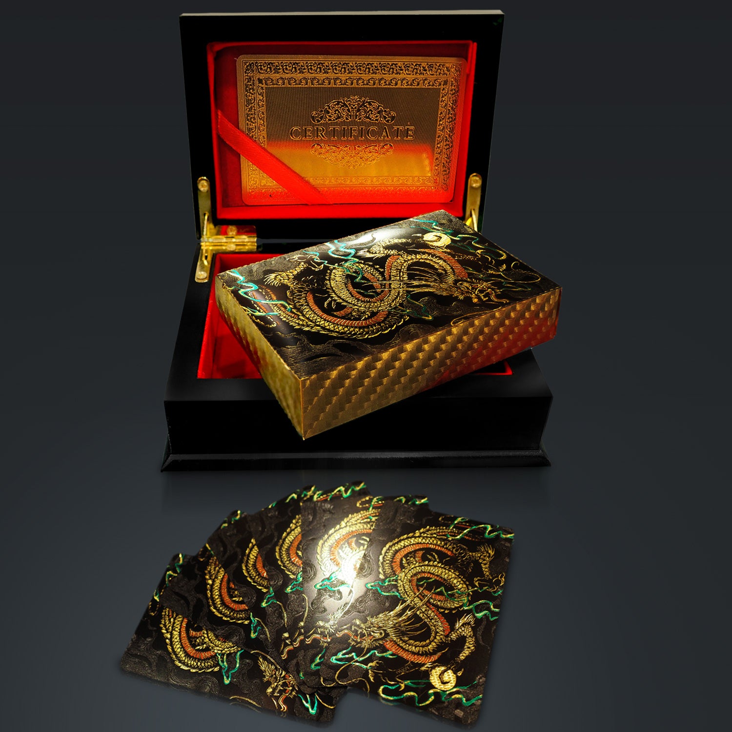 24K Gold Plated Playing Cards - Dragon Pattern Playing Cards With ...