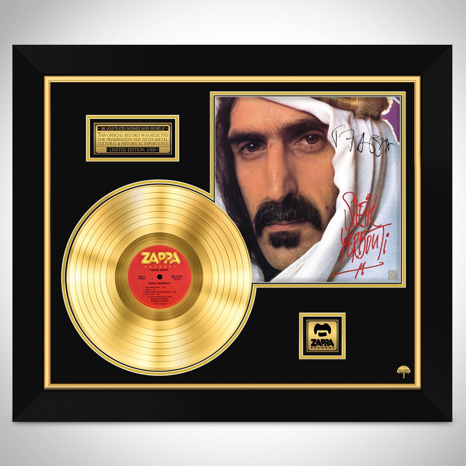 Frank Zappa Sheik Yerbouti Gold LP Limited Signature Edition Custom Frame