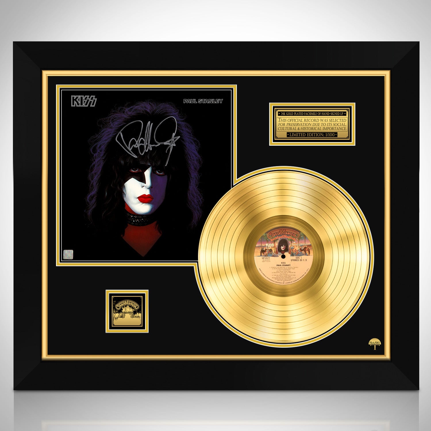 KISS Paul Stanley Gold LP Limited Signature Edition Custom Frame