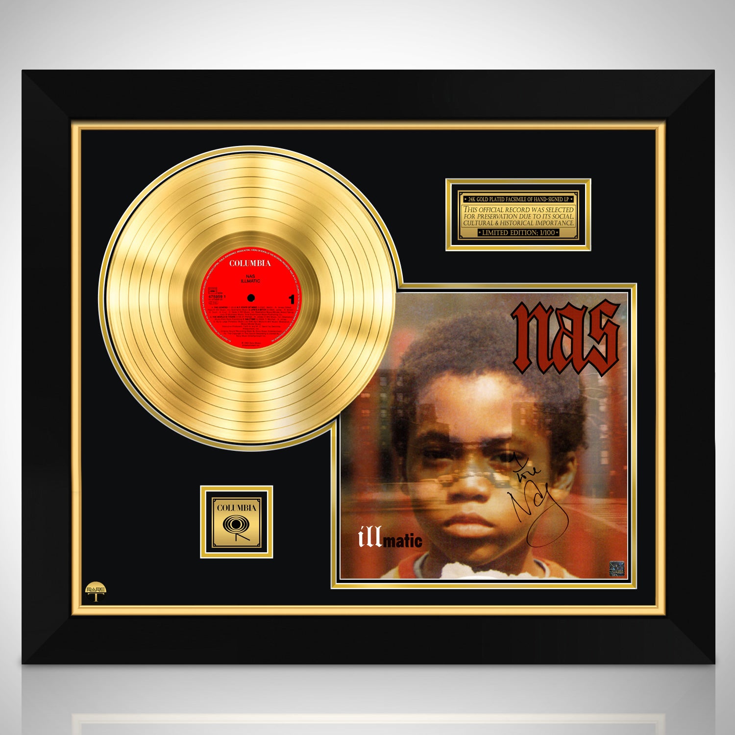 Nas Illmatic Gold LP Limited Signature Edition Custom Frame | RARE-T