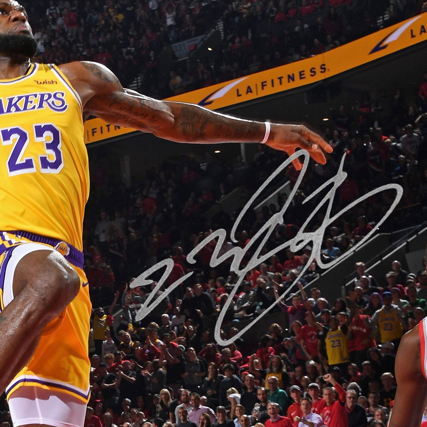 LeBron James Signed Los Angeles Lakers Blow By 16x20 Custom